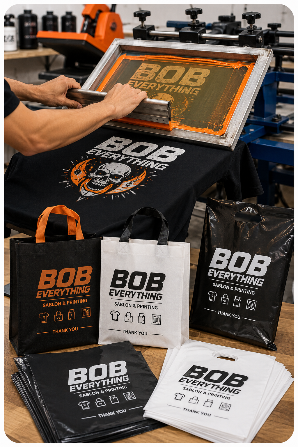Layanan sablon dan printing BOB Everything