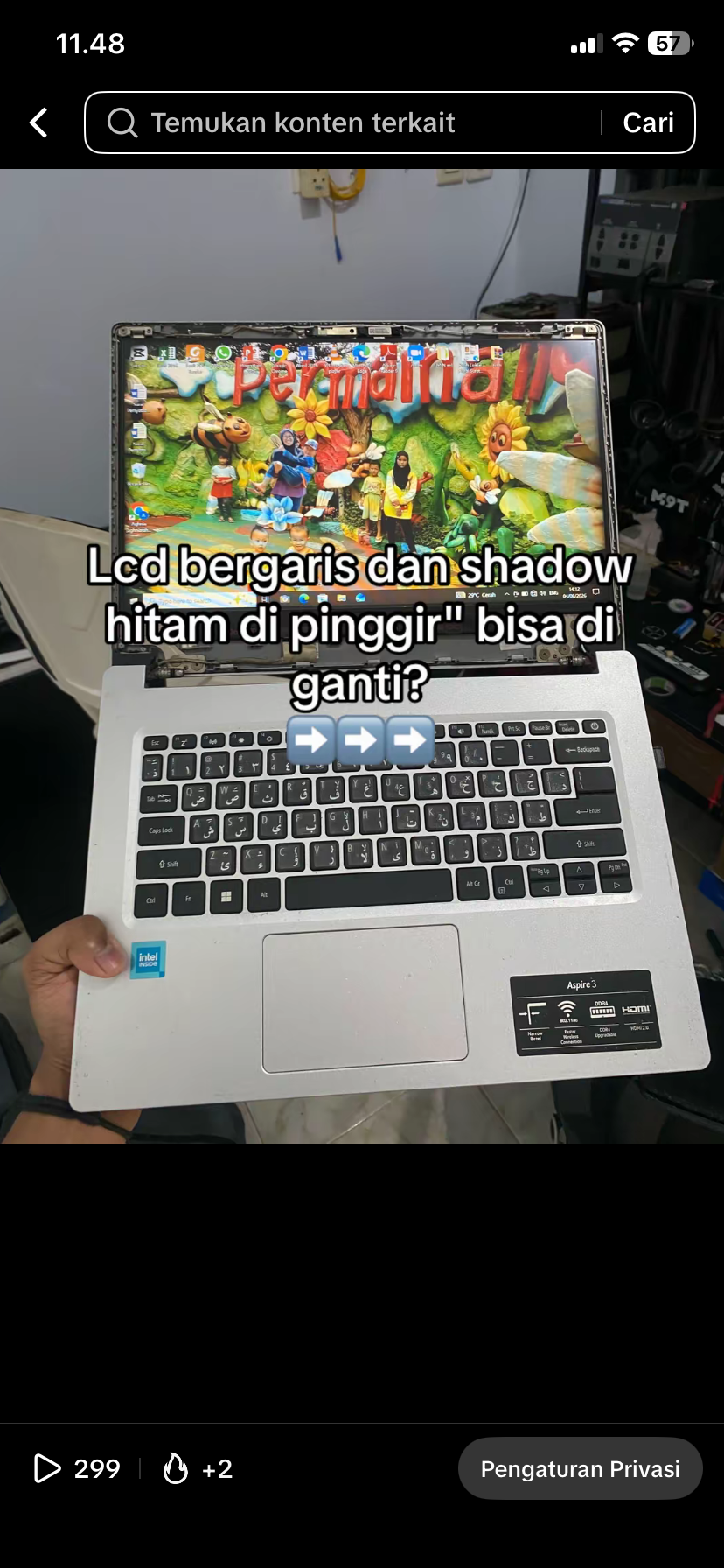 Pergantian LCD Acer Aspire 3 a314